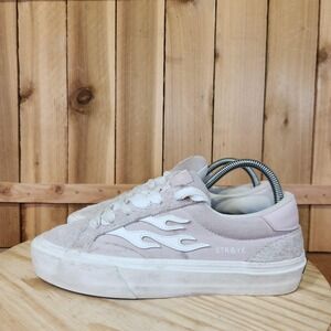 Straye Logan Puff Shoes Mens 8 Pink Suede Low Top Skateboarding Casual Sneakers